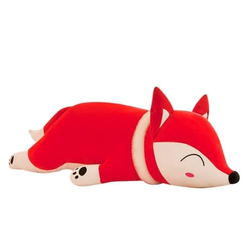 Bankeep Fuchs Kuscheltier, 50CM Kawaii liegend Fuchs Tier Puppe Flauschiges Stofftier Tier Plüschkissen Spielzeug Geschenk für Kinder Mädchen Jungen Plüsch Schafskissen Home Sofa Rücken Kissen,Rot von Bankeep