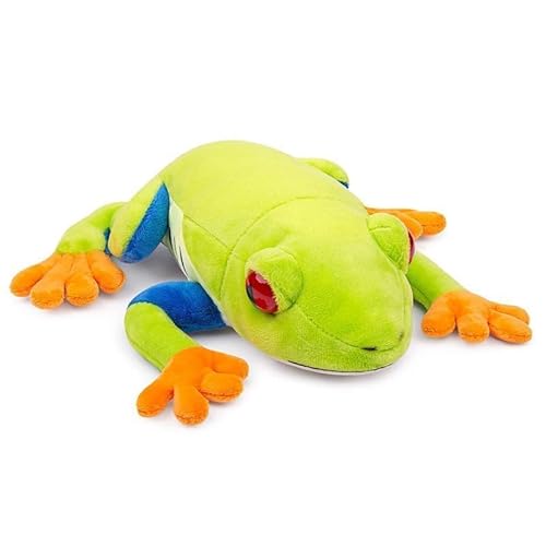 Bankeep Rotäugiger Baumfrosch Plüschtier - Lebensechter Baumfrosch Stofftier, 9 Zoll grüner Reptilienfrosch Plüsch, superweiche Plüschpuppe, Plüschspielzeug-Geschenke für Kinder von Bankeep