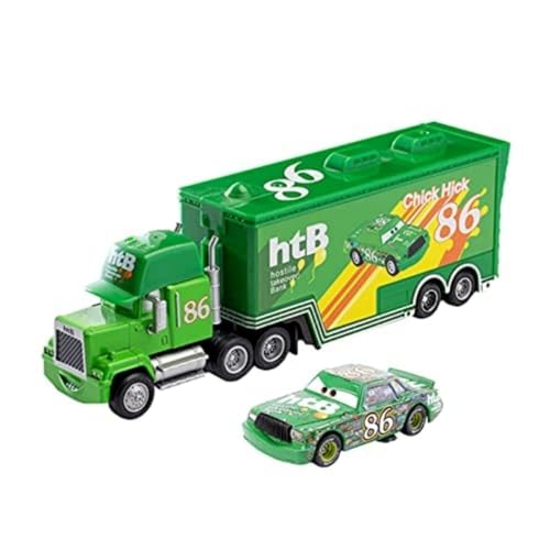 Cars Mack Onkel Lightning McQueen King Francesco Chick Hicks Hudson LKW und Auto 1:55 Diecast Modell Toy Auto Geschenk (Color : No.86 Mack and Car) von Bankeep