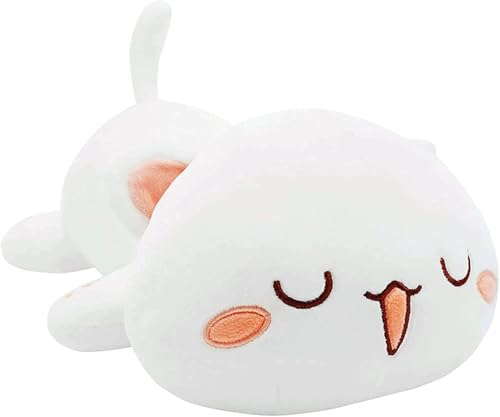 Plüschkatze, Kawaii Katze Weiches Spielzeug, Plüschtiere Kätzchen, Plüschpuppe Kissen, Geschenk für Kinder Mädchen 3+ Jahre (Weiß-2, 50cm) von Bankeep