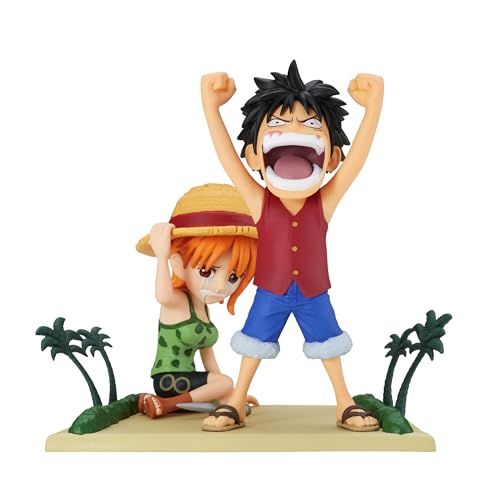 Banpresto Monkey D. Luffy & Nami One Piece World Collectable Actionfigur, 7 cm, BP89111P, Mehrfarbig, Sammlerfigur, ideal für Anime-Fans von Banpresto