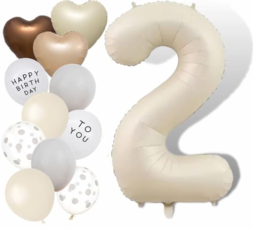 Luftballon 2 Geburtstag Zahl 2, 40 Zoll Creme Weiß Große Zahl Ballons für Geburtstag Party Dekorationen Luftballon 2 Geburtstag Zahl 2, 40 Zoll Creme Weiß Große Zahl Ballons für Geburtstag Party Dekorationen von Banyeyun