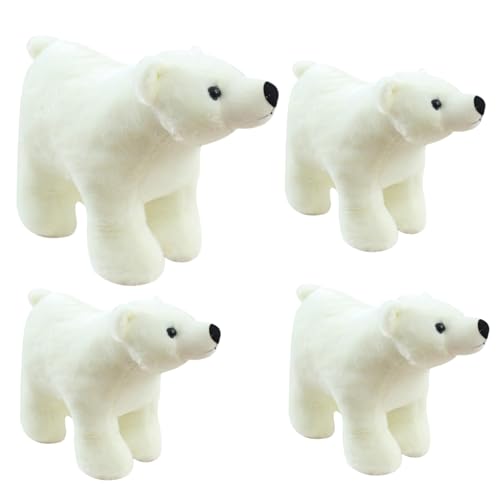 4pcs polarbär gefülltes Tier großer Eisbär Plüsch mit 3 kuscheligen Bären Baby Realistische und entzückende Eisbären für Jungen Mädchen Geburtstag Winter, Eisbären ausgestopfte Tier, ausgestopfte T von Banziaju