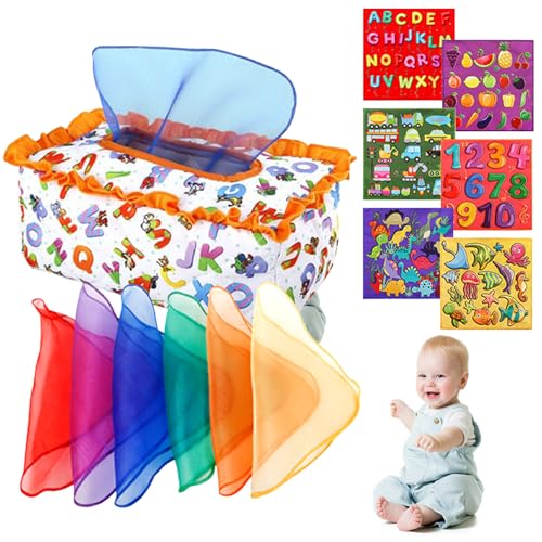 Baby Tissue Box Spielzeug, pädagogische Montessori Sensory -Spielzeug mit 6 -pcs von Banziaju