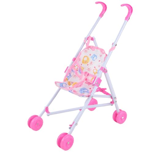 Babypuppen Kinderwagen, roter Babypuppenwagen Kinderwagen Weichgriff Griff Puppenwagen Klapper Kinderwagen für Puppen mit Sicherheitsgurt Baby Kinderwagen Toy Trep Play Toys, Baby Kinderwagen Spiel von Banziaju