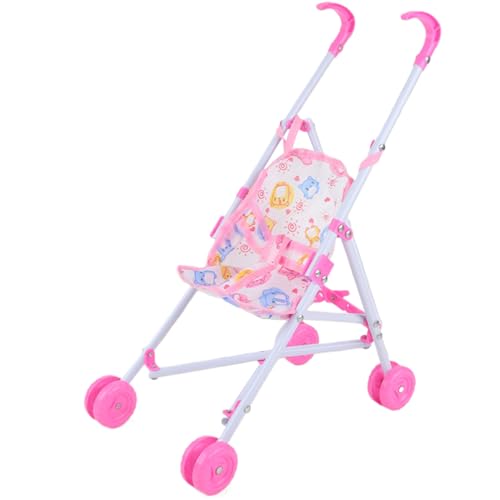 Babypuppenwagen, Baby Kinderwagen für Puppen mit weichem Griffgriff, Puppenwagen Falten Babyspielzeug Kinderwagen, Babypuppenwagen für Kleinkinder 1-3 und 3+ tun, rot, rot von Banziaju