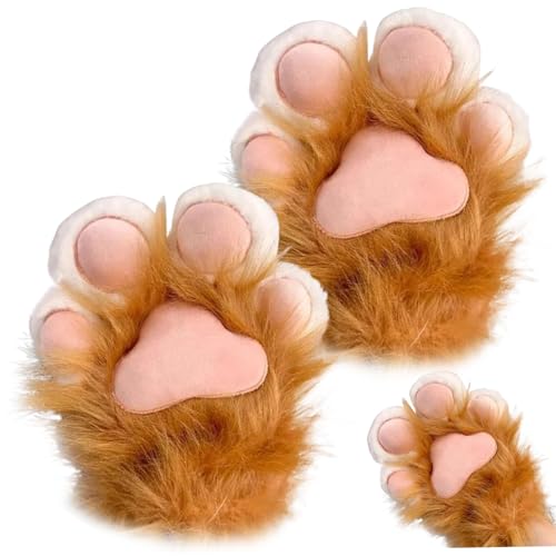 Banziaju 1 Paar pelzige Pfoten Katzenpfotenhandschuhe Plüsch Pelz Pfoten Fäustlinge Therian Handschuhe für Cosplay- und Anime-Konvent von Banziaju