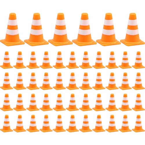 Banziaju 50pcs Mini -Verkehrskegel, realistische kleine orangefarbene Kegel, Mehrzweckverkehrsschilder für Kinderbauthema Party Engineering tun Spielen Sportaktivitäten, kleine Zapfen von Banziaju