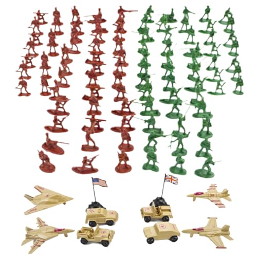 Banziaju Army Toys Armee Spielzeug für Jungen, 110pcs Plastikspielzeugsoldaten Armee Spielzeug mit Flugzeugen, Armeeauto, ＆ Kleine Soldaten, tragbare Armeefiguren von Banziaju