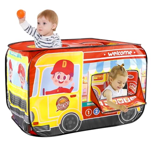 Banziaju Faltbare Kinder-Up-Zelt, atmungsaktive hohe Dichte auf Spielzelt, großes Spielzelt, tragbares Prinzessin-Zeltspielhaus für Mädchenjungen, Burger-Wagen, Kleinkind Zelt 44x30x28 von Banziaju