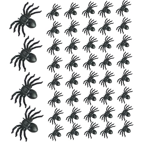 Banziaju Fotofotografie Propshealeen Spinnen 50pcs Kleine Schwarze Plastik Fake Spider Toys 0,79 x 0,51 Zoll Horror Halloween Streichprops für Party Decor Style11 von Banziaju