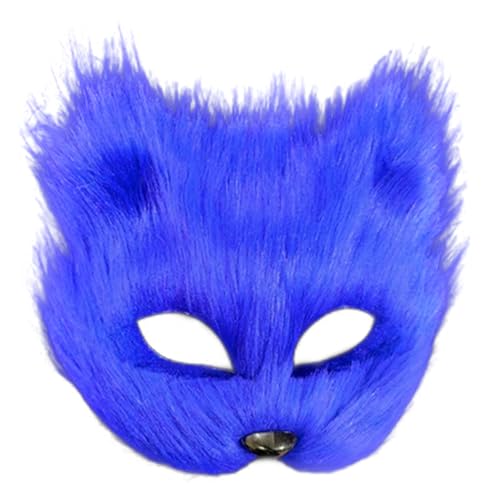 Banziaju Fox Mask Therian Maske, halbgesichts Fuchsmaske, atmungsaktive Tiermaske für erwachsene Kinder, weiches glattes Cosplay pelziger Kostüm für Maskerade, Blau, Therian Gear von Banziaju