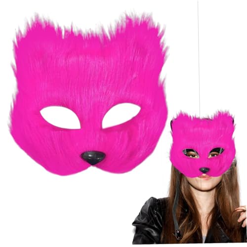 Banziaju Fox Maske Therian Maske, Halbgesichts Fuchsmaske, Rose Red Animal Maske für erwachsene Kinder, Soft Cosplay Pelzige Kostüm für Maskerade Party Ostern, Therian Gear von Banziaju