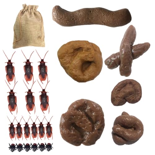 Banziaju Gefälschte Hund Poop Fake Poop mit gefälschter Kakerlake und gefälschten Fliegen 24pcs/Setzen von Banziaju