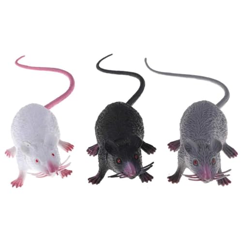 Banziaju Gefälschte Maus 3pcs falsche Ratte Scary Realistic Maus mit Langen Schwanz-Mehrzweck-PVC-Kunststoffratte für Streichmaterial, Katzenspielzeug, gefälschte Maus, realistische Ratte 1,7x8.7 von Banziaju