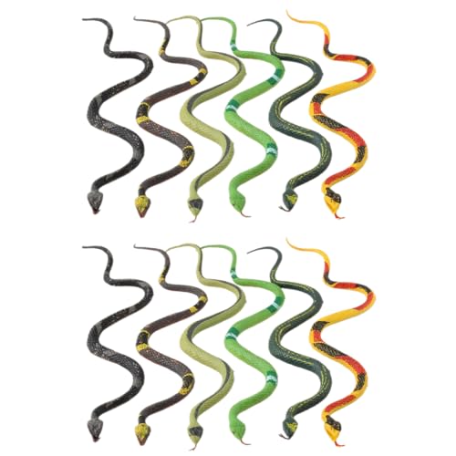 Banziaju Gefälschte Schlange Gummi Snake Realistic Snake Toy Regenwald Reptile falsche Schlange für Party bevorzugt Gartenprops 12 PCs, falsche Schlange von Banziaju