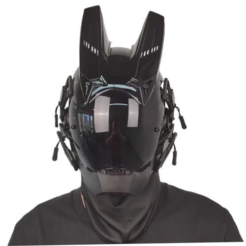 Banziaju Helm, Maske mit Horn -Futuristische Maske für Männer dekorative Punkmaske mit Gesichtsmaske Cybermaske für Cosplay, Punkmasken von Banziaju