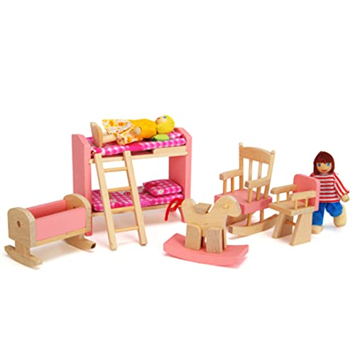 Banziaju Holzpuppenhaus Möbel Puppenhaus Möbel Holzspielzeug 1 12 Skala Miniatur Schlafzimmer Set Kids Bed Dollhouse DIY Accessoires von Banziaju