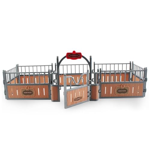 Banziaju Horse Stable Playset Zaun realistisches Plastikpferd Pferd Scheunen Spielset Zaun kreatives Bildungsspielzeug Accessoires, Pferdestabile Spielfigur Spielsets 17.3x7.9x5.9 von Banziaju