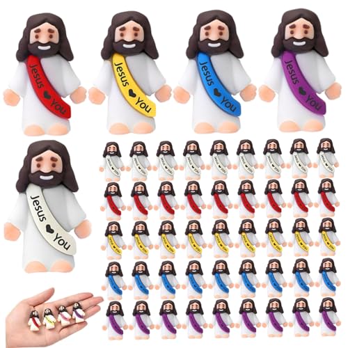 Banziaju Kleine Jesus -Figuren, Little Jesus 50 Pack 1.4x1.2 '' PVC Little Jesus Figuren detaillierte kleine Jesus für die Krippe Szene Weihnachten und religiöse Feste, Menschen, Menschen von Banziaju