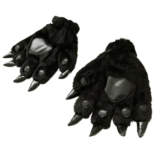 Banziaju Krallenhandschuhe 1 Paar Wolfspfote Handschuhe 8x6 pelzige Tierkrallenhandschuhe für Erwachsene & Jugendliche, Winter warme Bärentatzenhandschuhe für Partys, Halloween,Katzenpfotenhandschuhe von Banziaju