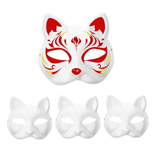 Banziaju Maskscat -Maske mit Gummiband 3PCS DIY Lackierbar Leere Cartoon Maskerade -Masken Weiße Papiermasken für Kinder Cosplay Halloween von Banziaju