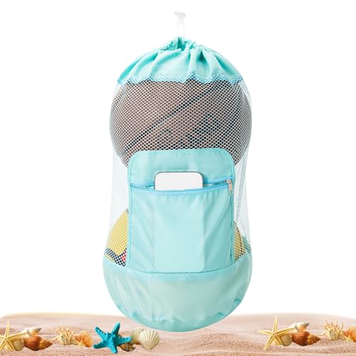 Banziaju Mesh Beachbeutel, große Mesh -Taschen Kordelkordel Rucksack wasserdicht ＆ Sandprofessioneller Strandspieltasche mit Reißverschluss -Tasche für Strandzubehör, Strandspielzeugbeutel, grün von Banziaju