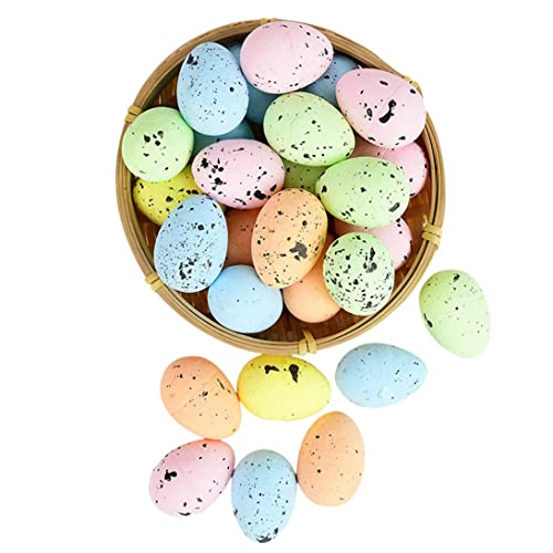 Banziaju Osterdekorationen, 100pcs Osternschaumeier, 3 cm farbenfrohe Ostern gesprenkelte Ostereiendekorationen, falsche Eier Ornamente für DIY -Handwerk, Osterkorb Party Gefälligkeiten von Banziaju