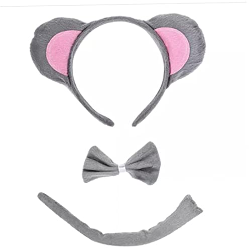 Banziaju Rattenohren Stirnband, 3pcs Maus -Ohrstirnband -Schwanz -Fliegen Kostümzubehör, niedliches Maus -Ohr -Stirnband, Halloween Cosplay Game Party Rattenthema Kostümzubehör, Maus -Ohrstirnband von Banziaju