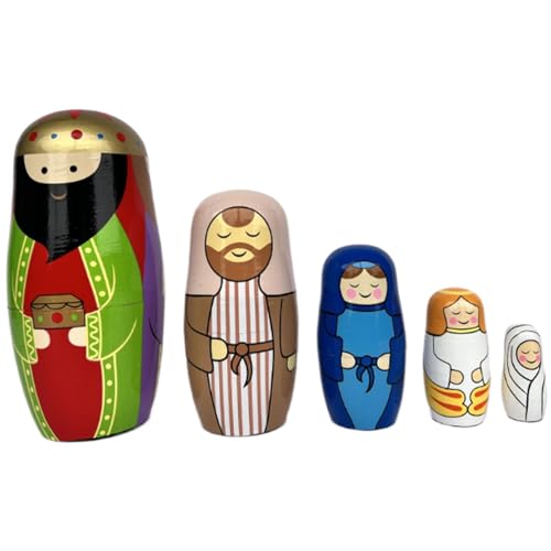 Banziaju Russische Nistpuppen 5pcs/Set Nisting Puppen stapeln hölzerne russische Nistpuppen mit bemaltem Figur Muster glattes Finish Matryoshka -Puppe für Mädchen Jungen, Matryoshka -Puppe von Banziaju