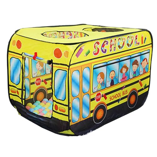 Banziaju Schulbus -Zeltzelt für Kinder, Faltbare Oxford -Stoff -Schulbuszelt mit 3 Öffnungen, 44x26 x 30 Zoll großes Spielzelt, Spielhaus für Kleinkinder, Jungen und Mädchen Geschenke von Banziaju