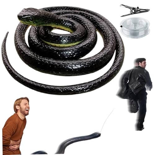 Banziaju Snake Streich gefälschte Schlangen, 47 realistische Schlangenstreich mit Streichclip, Plastik Spielen Witze Snake Toy für neckende Freunde, Gartenrequisiten, Schlangenstreich mit Streichclip von Banziaju