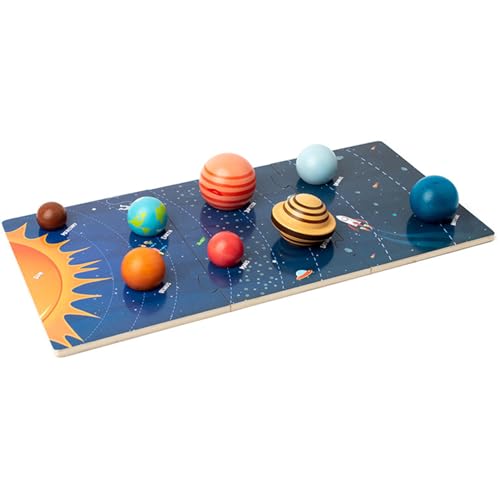 Banziaju Solarsystem für Kinder Solarsystem für Kinder 36 Monate+, Holz Solarsystem Model Board mit 3D -Planetenmodellen und Lernkarten, Bildungsspielzeug für Jungen für Jungen, Solarsysteme von Banziaju