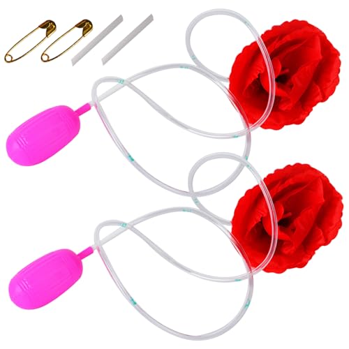 Banziaju Spritzblume, spritzende Blume rote Rose 2 Sets Aprilscherz Day Streiche Clownblume, die Wassertrickspielzeug realistischer Rosenblumenwitz für Party Clown Blume spritzt, die Wasser spritzt von Banziaju