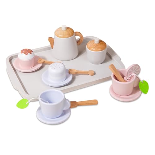 Banziaju Tee-Sets für Kinder, Tee-Set, EIN Silikon-Teebecher mit Holzschalen für Mädchen und Jungen, ab 3 Jahren, Tee-Sets für Mädchen von Banziaju