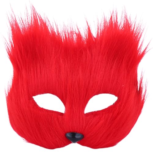 Banziaju Therian Maske, pelzige Fuchsmaske, atmungsaktive Tiermasken für Kinder & Erwachsene, Cat Mask Cosplay Mask Kostüm für Party, Fox Maske (Rot) von Banziaju