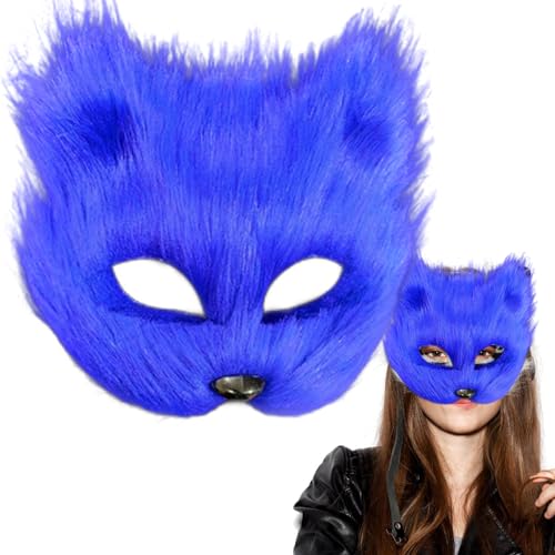 Banziaju Therian Maske, pelzige Fuchsmaske, atmungsaktive Tiermasken für Kinder & Erwachsene, Cat Mask Cosplay Mask Kostüm für Party, Fox Maske (blau) von Banziaju