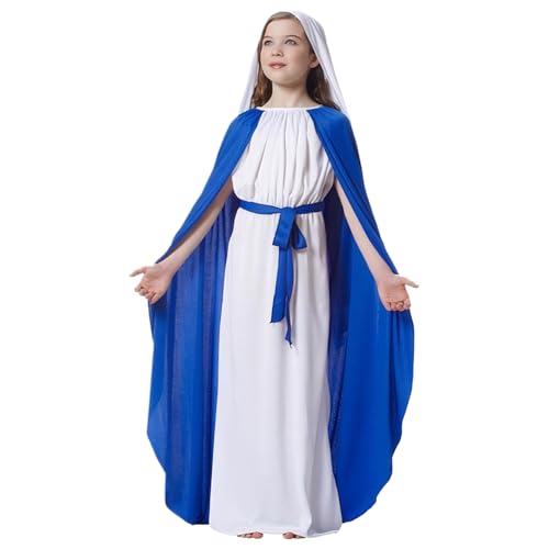 Biblische Kostüme für Kinder, Jesus Kostüm umfasst einen Rock mit Umhang, weißem Kopftuch und Gürtel, Kinder Mary Kostüm für Weihnacht Cosplay von Banziaju