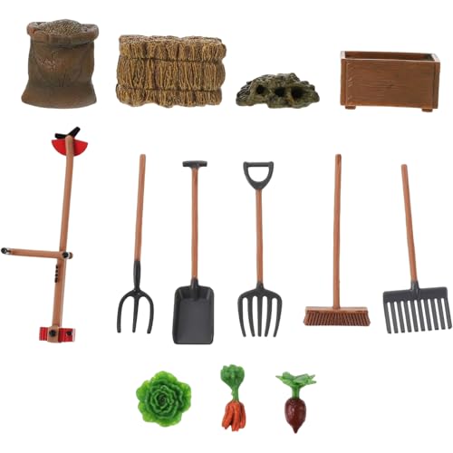 Farm Playset (13 PCs) Simulation Kids Kids Farm Spielzeug umfasst Strohhaufen, Gabel, Mäher, Pinsel und mehr, Bildungsspiel -Bauernort -Szene für Jungen und Mädchen, Spielen Bauernhof Spielen von Banziaju