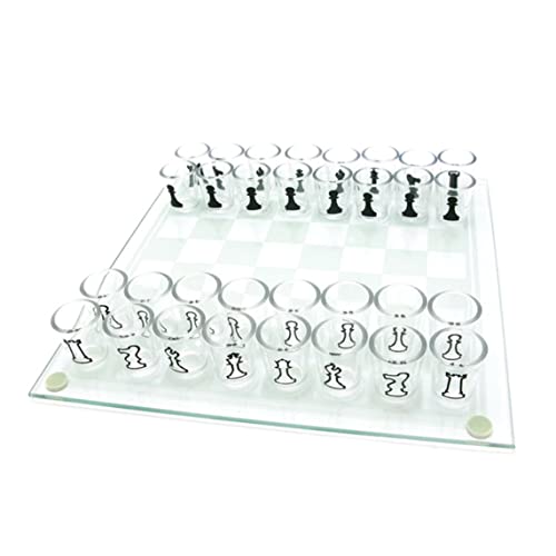 Glasschachbrettglas Schach Set mit 32 PCS Acrylbecher Schach- und Weinbecher -Schuss -Trinkglas -Schach -Set für Erwachsene von Banziaju