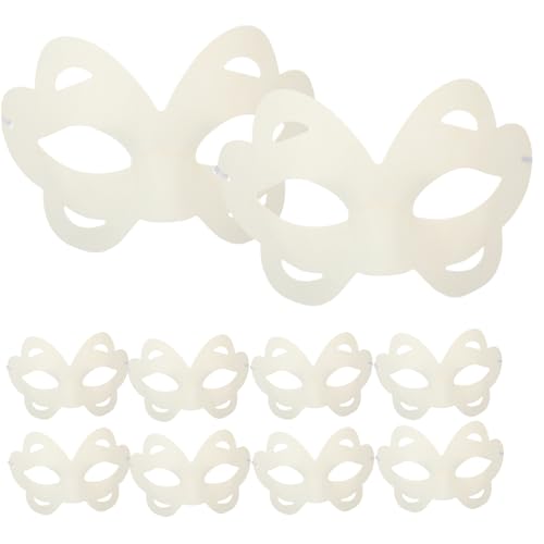 Halloween -Maske 10pcs Weiße Maske 5.51x7.48 Leere Halloween -Maske zum Malen, DIY -Halbgesicht Schmetterling Blanker Maske, tragbare Maskerade -Maske mit Elastizität Band für Halloween Cosplay Party von Banziaju