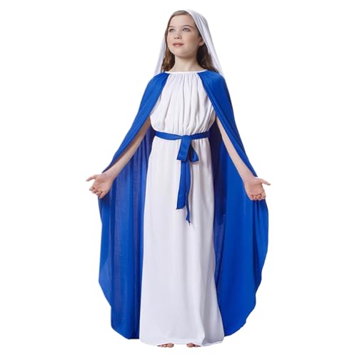 Kinder biblische Kostüme für Frauen biblische Kostüme für Kinder, Jesus Kostüm umfasst einen Rock mit Umhang, weißem Kopftuch und Gürtel, Weihnachtskostüm für Erwachsene Cosplay, Jesus Kostüm von Banziaju