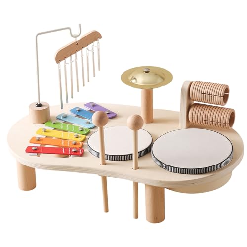 Kleinkind -Drum -Set, Kindertrommel Set 5 in 1 Holz Kleinkind -Drum Set Bildung Kinder Musikinstrumente Baby Safe aufschlussreich von Banziaju