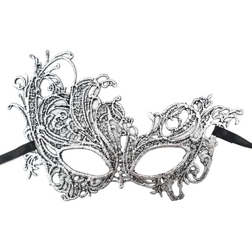 Masquerade -Maske, Silberspitzenmaske für Paare Frauen Mann mit Band bequemer Fit Halbmaske für Maskerade -Balls Party und Karnevalgras, Maskerade -Maske, Spitzenmaskerade -Maske von Banziaju