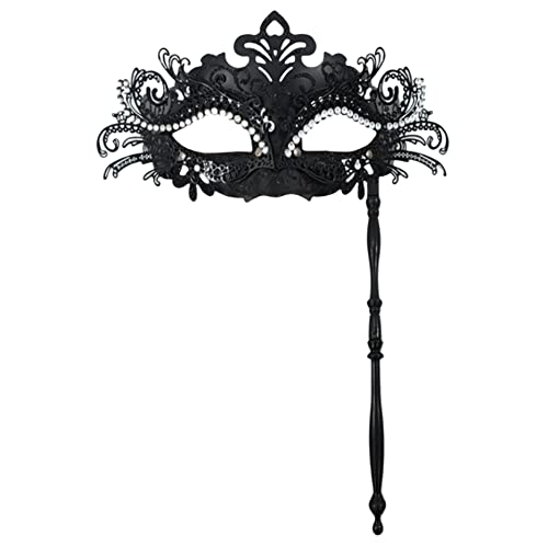 Metall Masquerade Maske Maskerade Maske auf Stick Metal Handheld Mardi Gras Mask Abnehmbarer Maskerade -Ballmaske für Partykostümzubehör Schwarz von Banziaju