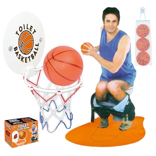 Mini Basketball Hoop, Saug Cup Basketball Hoop Set, Mini Basketball Hoop und Balls Toilettenbad Innenbasketball Dekompress Spiel, Saugnapfbasketball -Hoop für Kinder Erwachsene von Banziaju