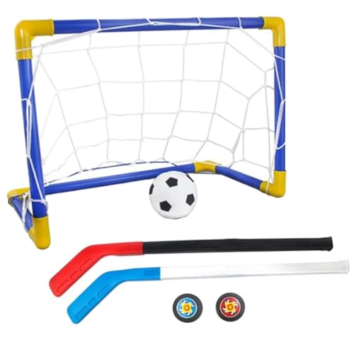 Mini -Fußballtor, Mini Hockey Soccer -Set mit Mini -Tor -Netz, Hockeystock, Hockey, Fußball, Hockey und Ballpumpe für Kinder Backyard -Fußballspiele, Fußballziele für Kinder von Banziaju