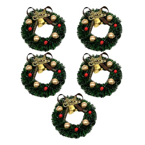 Mini künstlicher Kranz Mini Weihnachtskränze künstliche Hänge Garland Puppenhaus Accessoires Dekoration 5pcs von Banziaju