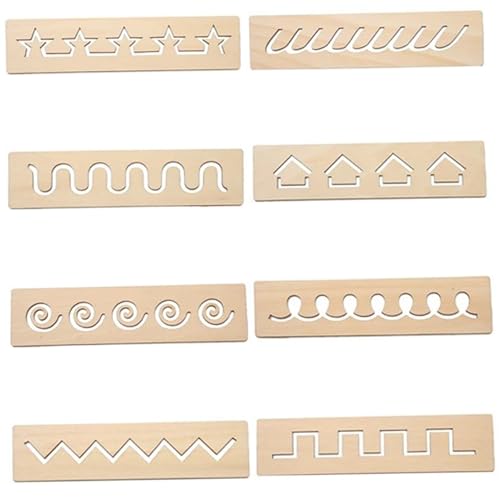 Montessori Tracing Board, 8PCS -Holzschreiber -Thread -Thread -Thread -Thread -Thread -Thread -Tool, Creative Tracing Board für Kinder schreiben, geometrisches Muster, Buchstabenverfolgungs -Sensor von Banziaju