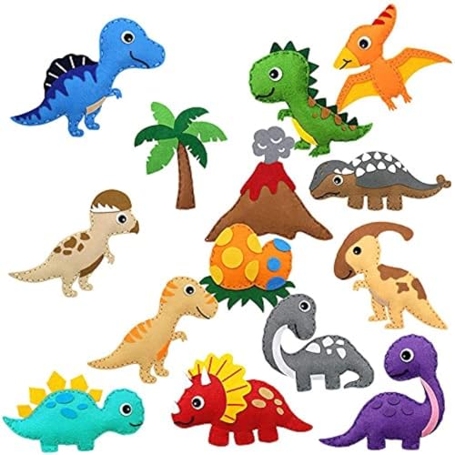 Niedliches Tier Filz nähen Bastelkit Dinosaurier Spaß am Nähen DIY Bastel Ornamente Kinder Bildungsnähung Spielzeug für Anfänger Kinder (Dinosaurier), Filznähungskits für Kinder, Nähtiere nähen Tie von Banziaju